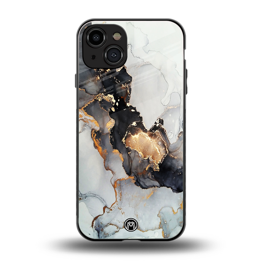 gold black silver liquid marble back phone cover | glass case for iphone 15