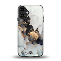 gold black silver liquid marble back phone cover | glass case for iphone 16 plus
