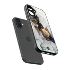 gold black silver liquid marble back phone cover | glass case for iphone 16 plus