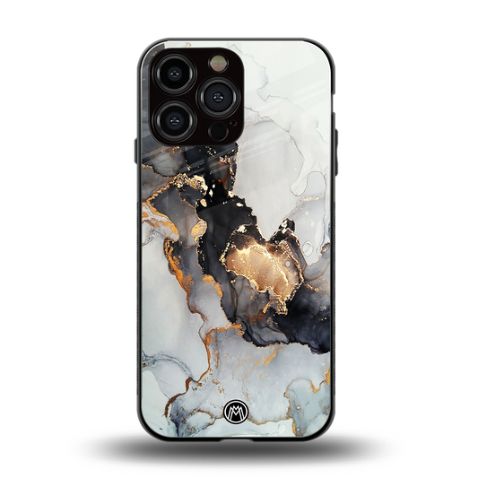 gold black silver liquid marble back phone cover | glass case for iphone 16 pro max