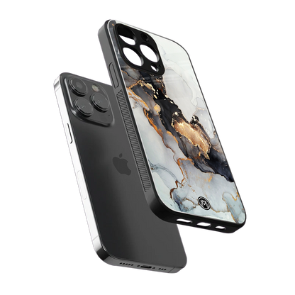 gold black silver liquid marble back phone cover | glass case for iphone 16 pro max
