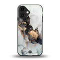 gold black silver liquid marble back phone cover | glass case for iphone 16