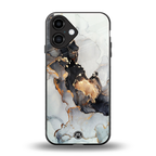gold black silver liquid marble back phone cover | glass case for iphone 16