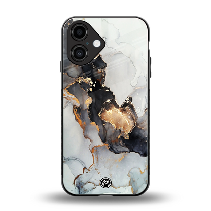 gold black silver liquid marble back phone cover | glass case for iphone 16