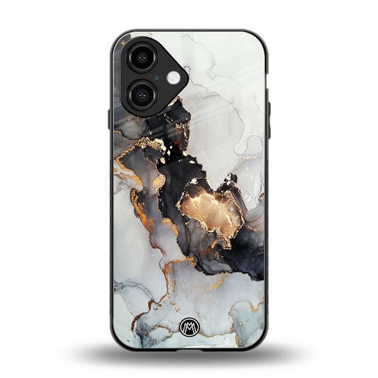 gold black silver liquid marble back phone cover | glass case for iphone 16