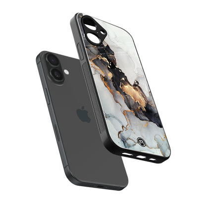gold black silver liquid marble back phone cover | glass case for iphone 16