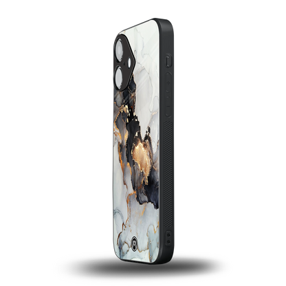 gold black silver liquid marble back phone cover | glass case for iphone 16
