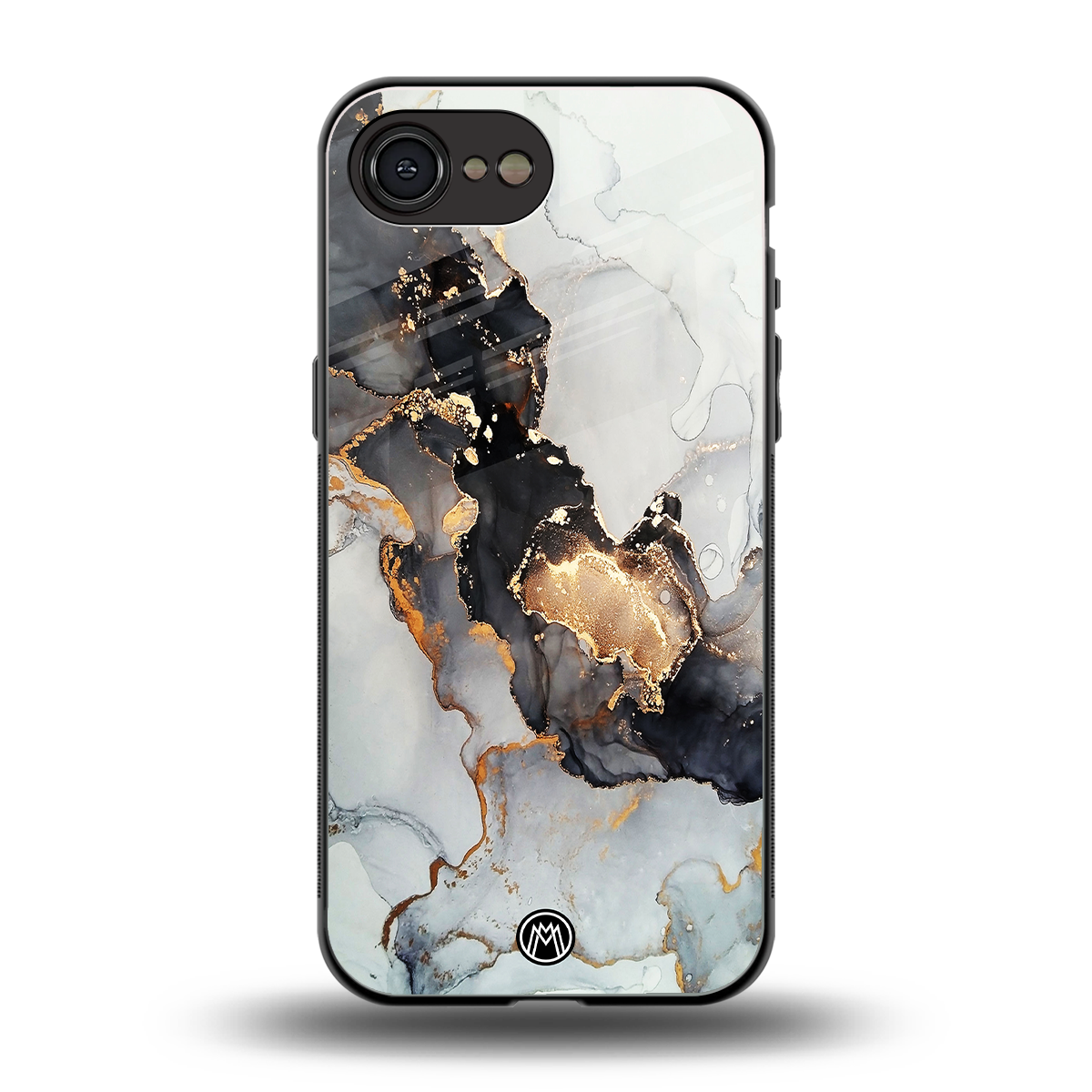 gold black silver liquid marble back phone cover | glass case for iphone 16e