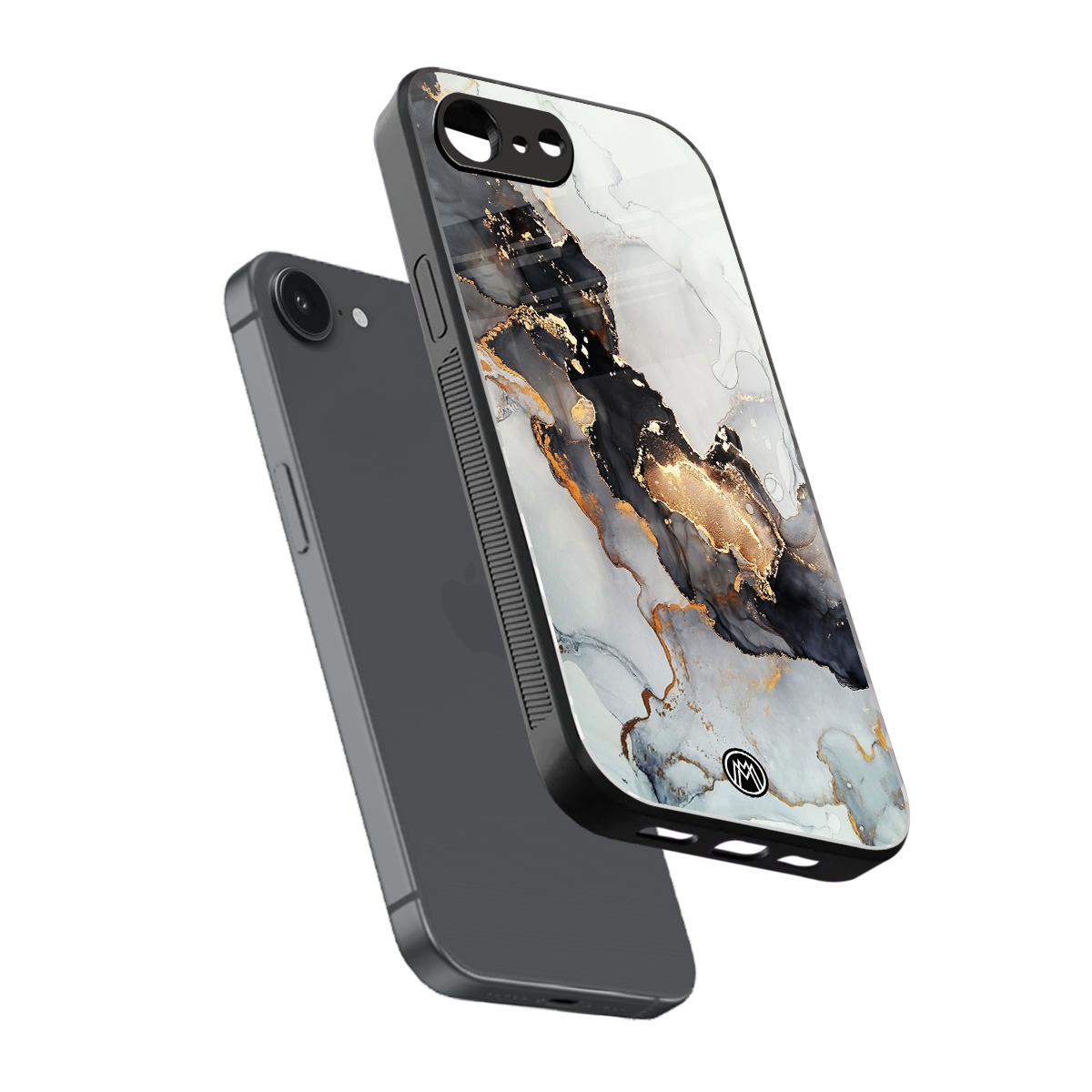 gold black silver liquid marble back phone cover | glass case for iphone 16e