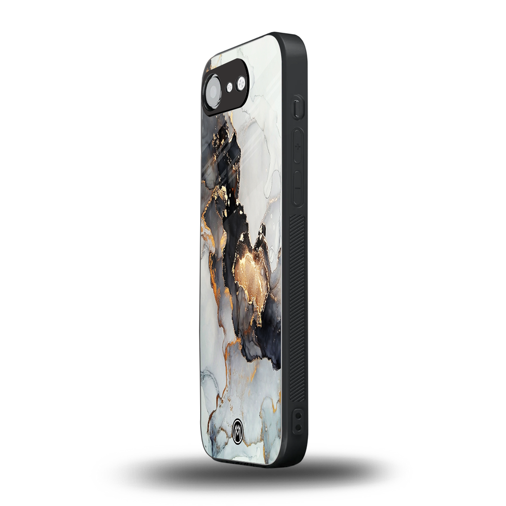 gold black silver liquid marble back phone cover | glass case for iphone 16e