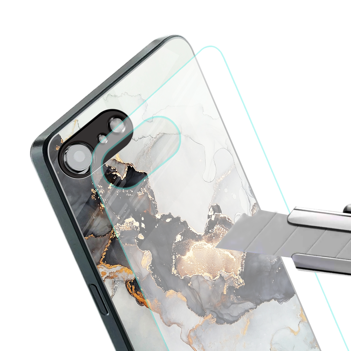 gold black silver liquid marble back phone cover | glass case for iphone 16e