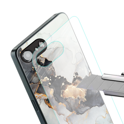 gold black silver liquid marble back phone cover | glass case for iphone 16e
