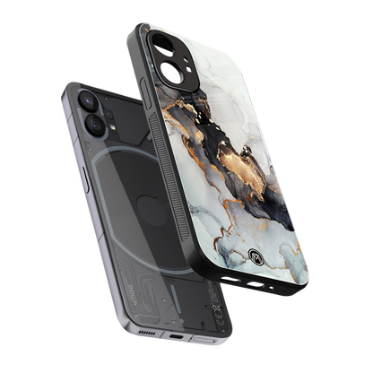 gold black silver liquid marble back phone cover | glass case for nothing phone 1