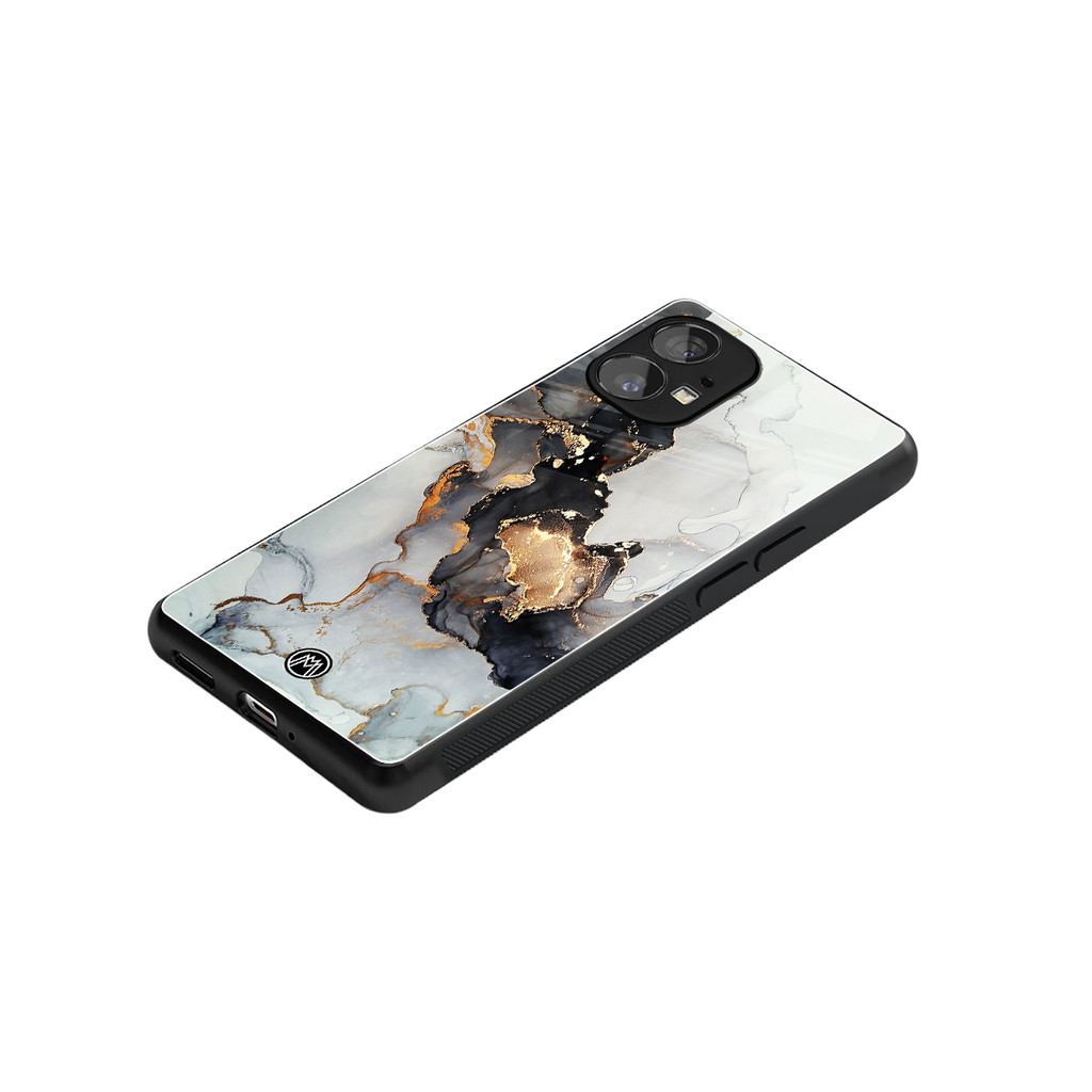 gold black silver liquid marble back phone cover | glass case for nothing phone 1