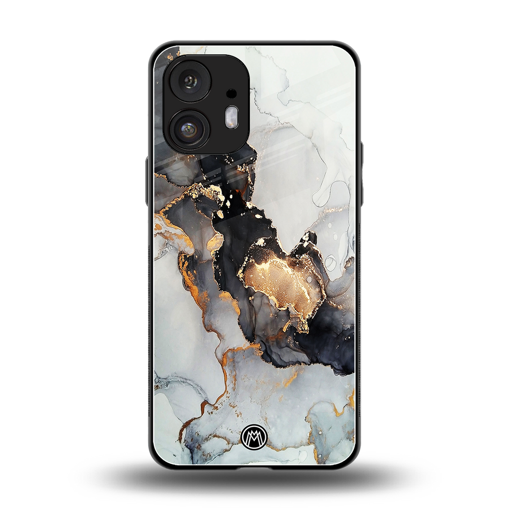 gold black silver liquid marble back phone cover | glass case for nothing phone 2