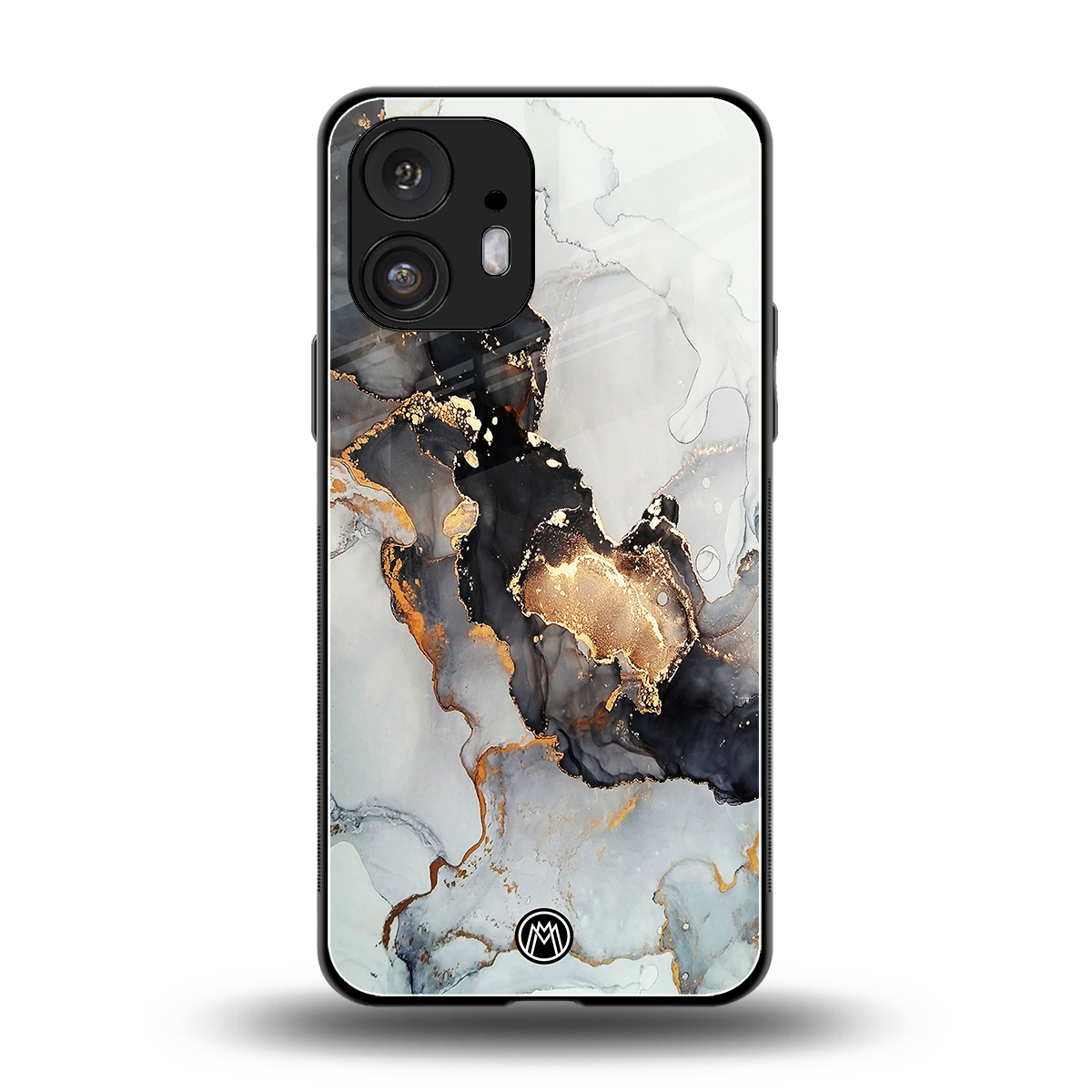 gold black silver liquid marble back phone cover | glass case for nothing phone 2