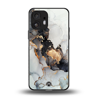 gold black silver liquid marble back phone cover | glass case for nothing phone 2