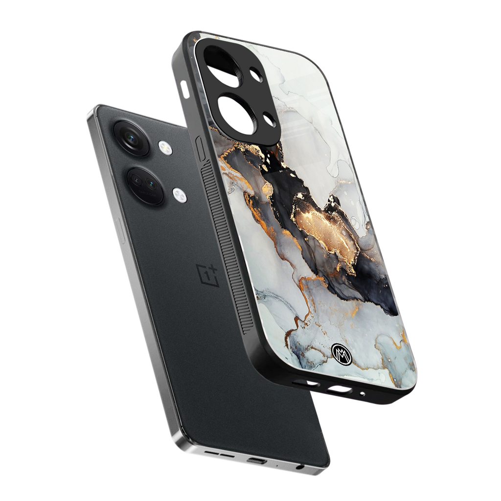 gold black silver liquid marble back phone cover | glass case for oneplus nord 3