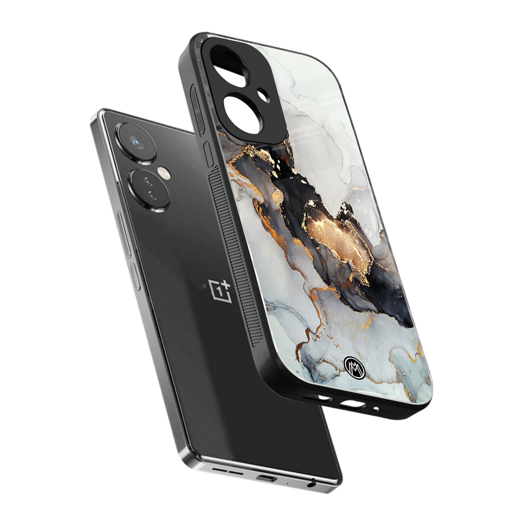 gold black silver liquid marble back phone cover | glass case for oneplus nord ce 3