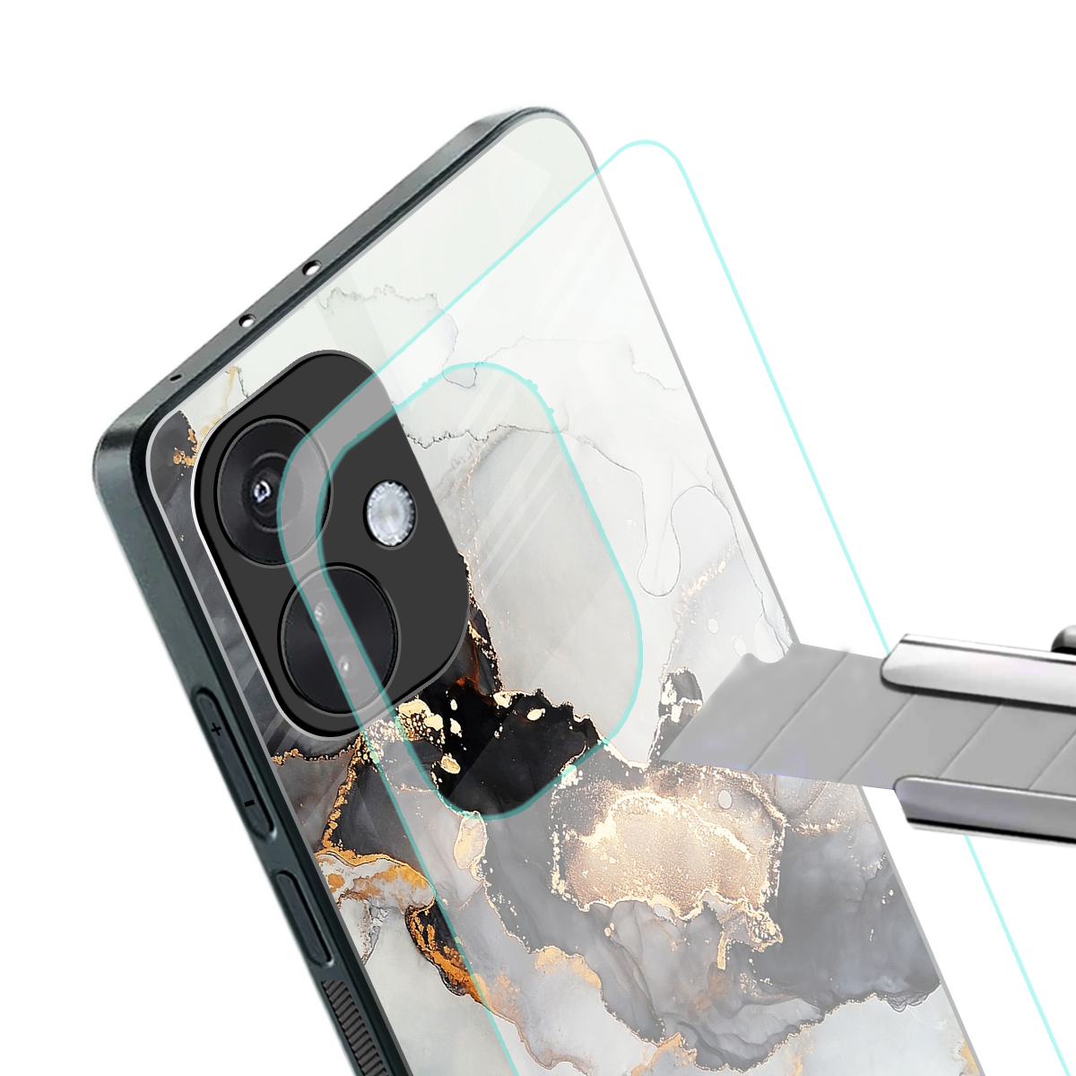 gold black silver liquid marble back phone cover | glass case for oneplus nord ce 3