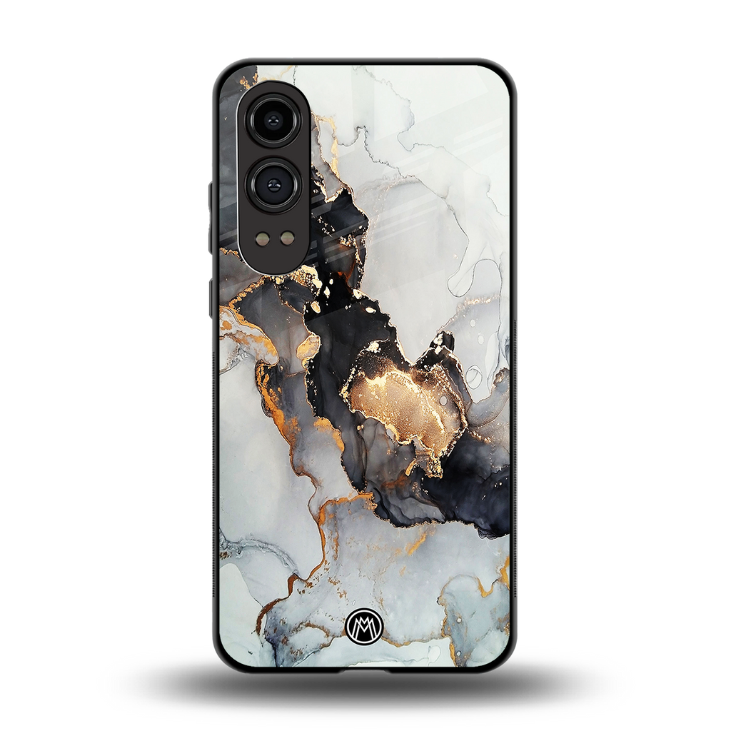 gold black silver liquid marble back phone cover | glass case for oneplus nord ce 4 lite