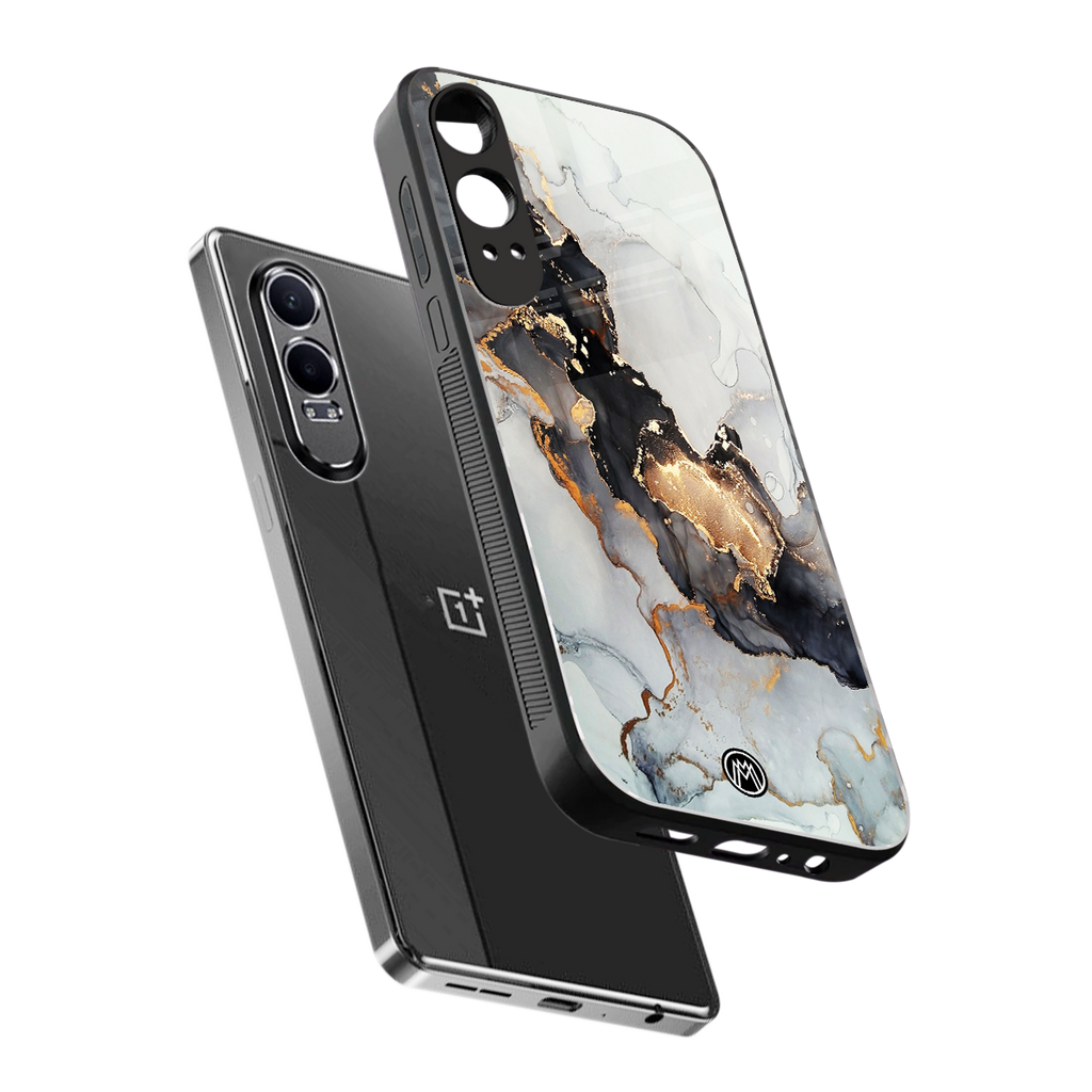 gold black silver liquid marble back phone cover | glass case for oneplus nord ce 4 lite
