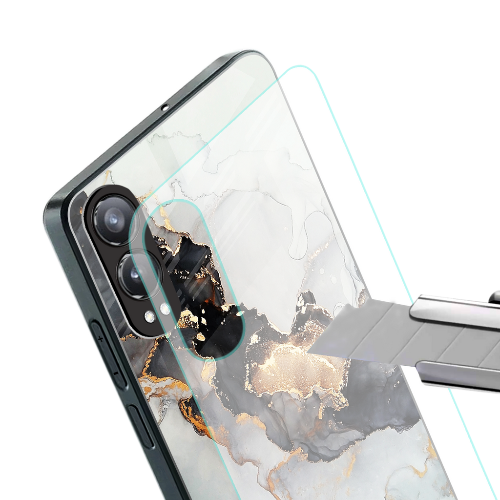 gold black silver liquid marble back phone cover | glass case for oneplus nord ce 4 lite