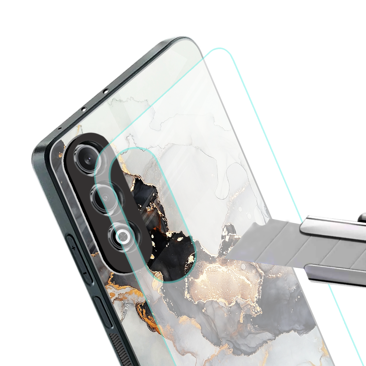 gold black silver liquid marble back phone cover | glass case for oneplus nord ce 4