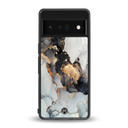 gold black silver liquid marble back phone cover | glass case for google pixel 6 pro