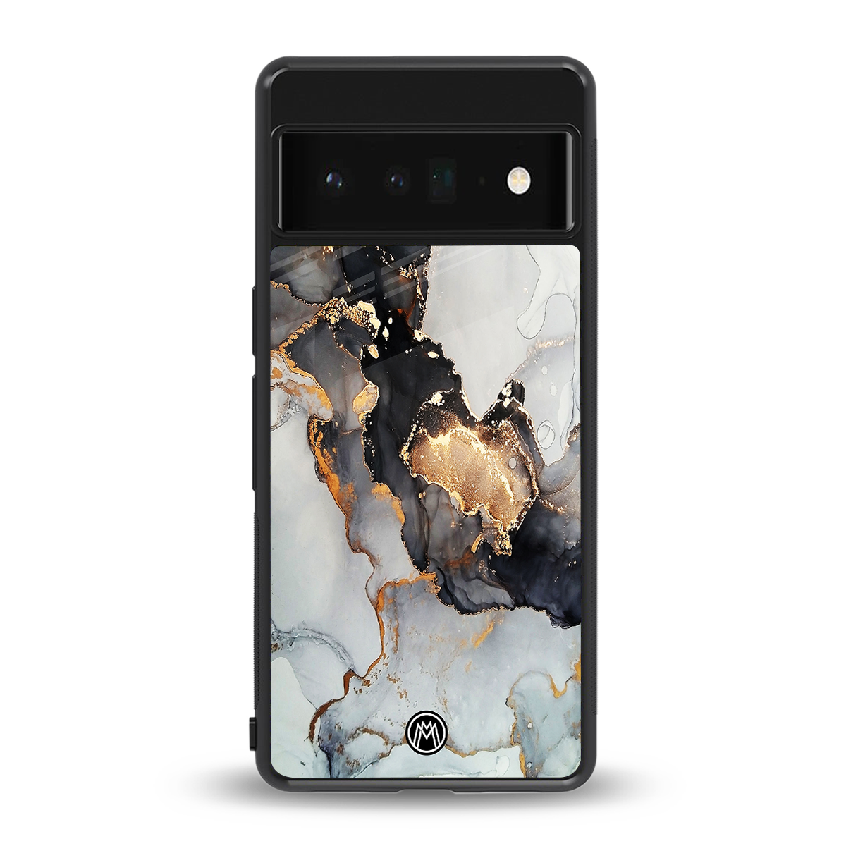 gold black silver liquid marble back phone cover | glass case for google pixel 6 pro