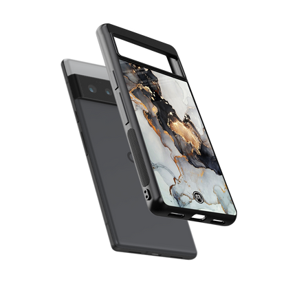 gold black silver liquid marble back phone cover | glass case for google pixel 6 pro