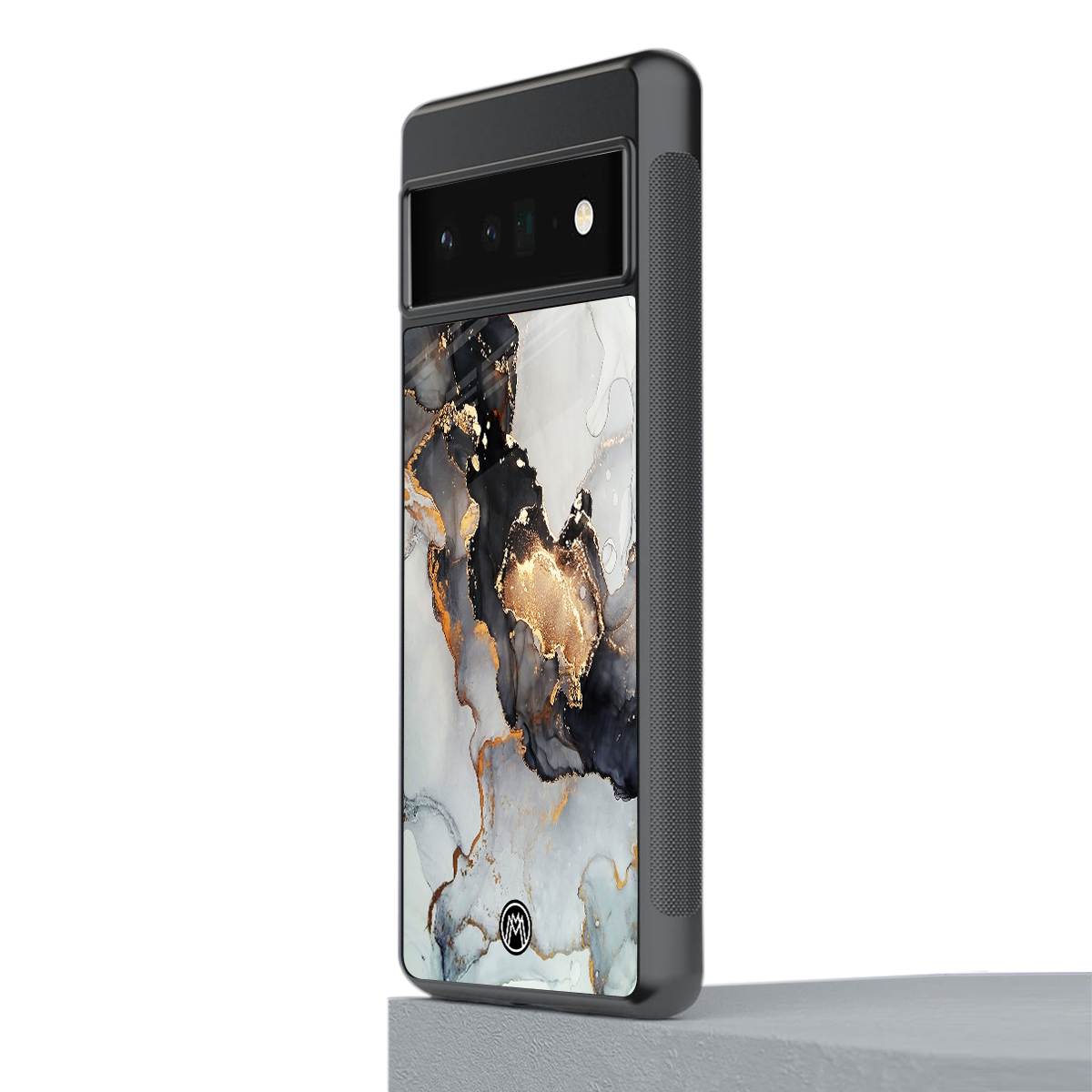 gold black silver liquid marble back phone cover | glass case for google pixel 6 pro