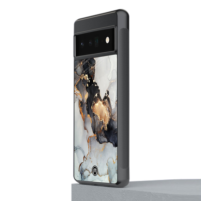 gold black silver liquid marble back phone cover | glass case for google pixel 6 pro