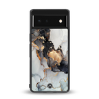 gold black silver liquid marble back phone cover | glass case for google pixel 6