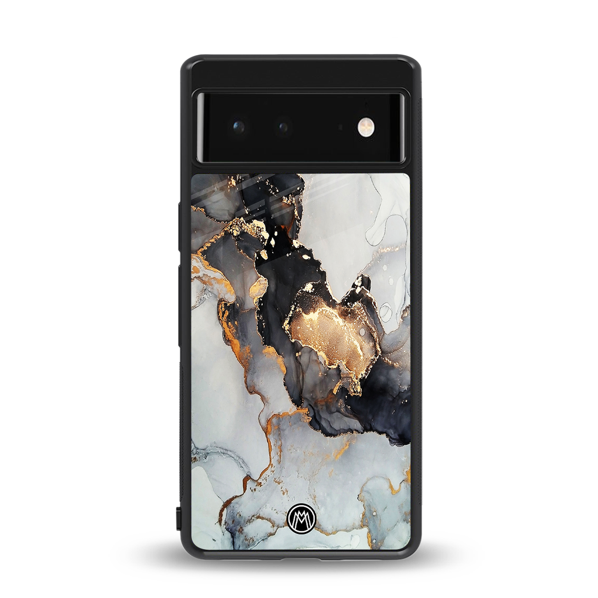 gold black silver liquid marble back phone cover | glass case for google pixel 6
