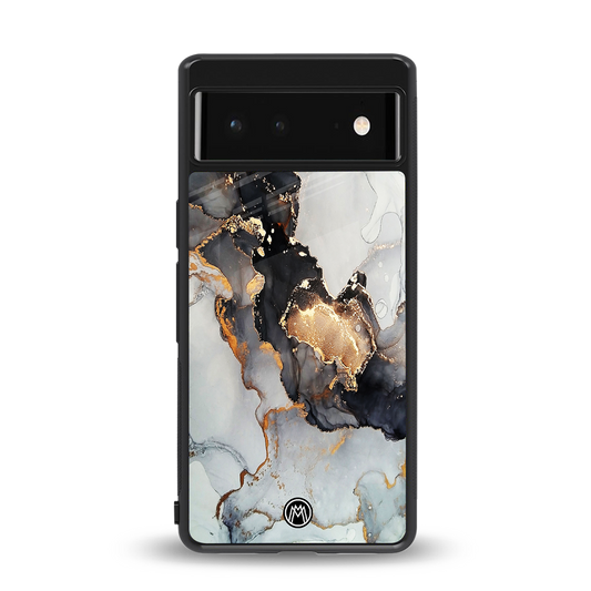 gold black silver liquid marble back phone cover | glass case for Google Pixel 6A