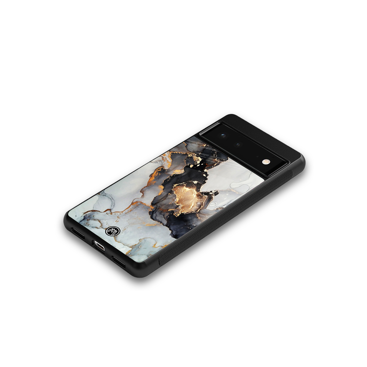 gold black silver liquid marble back phone cover | glass case for google pixel 6