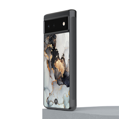gold black silver liquid marble back phone cover | glass case for Google Pixel 6A