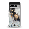 gold black silver liquid marble back phone cover | glass case for google pixel 7 pro