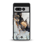 gold black silver liquid marble back phone cover | glass case for google pixel 7 pro