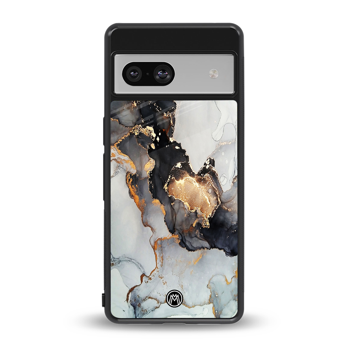 gold black silver liquid marble back phone cover | glass case for Google Pixel 7A