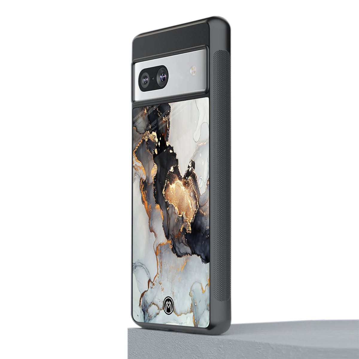 gold black silver liquid marble back phone cover | glass case for Google Pixel 7