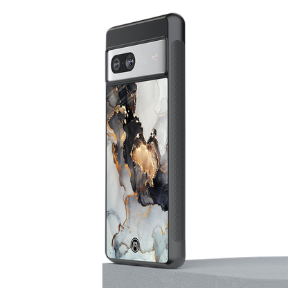 gold black silver liquid marble back phone cover | glass case for Google Pixel 7A
