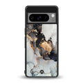 gold black silver liquid marble back phone cover | glass case for google pixel 8 pro