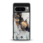 gold black silver liquid marble back phone cover | glass case for google pixel 8 pro