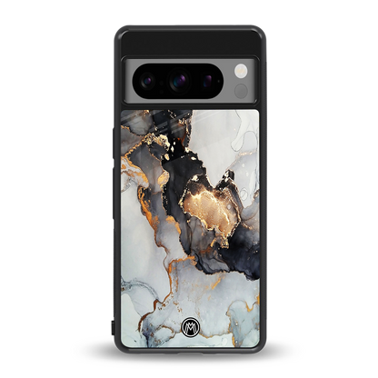 gold black silver liquid marble back phone cover | glass case for google pixel 8 pro