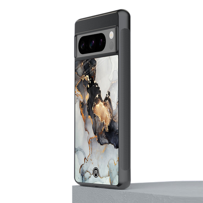 gold black silver liquid marble back phone cover | glass case for google pixel 8 pro