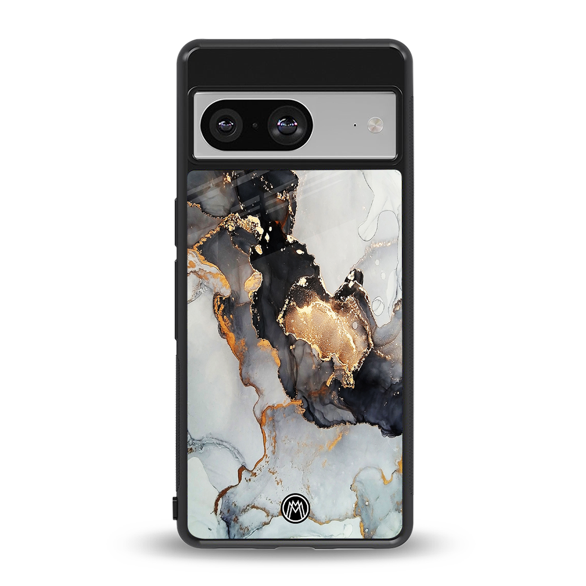 gold black silver liquid marble back phone cover | glass case for Google Pixel 8
