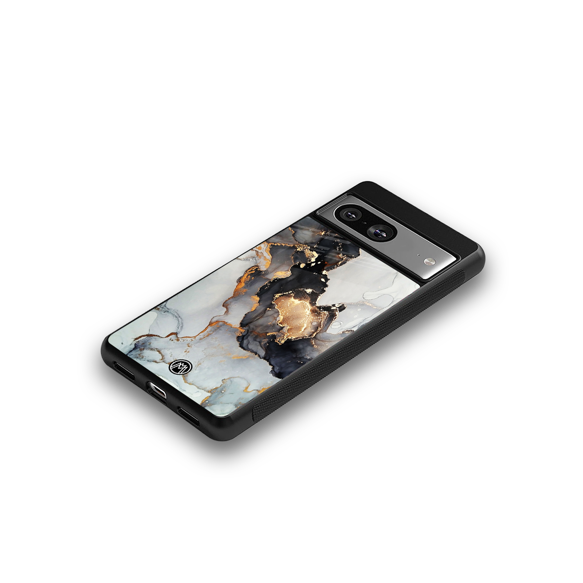 gold black silver liquid marble back phone cover | glass case for Google Pixel 8