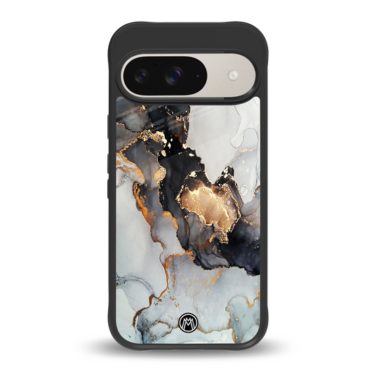gold black silver liquid marble back phone cover | glass case for google pixel 9